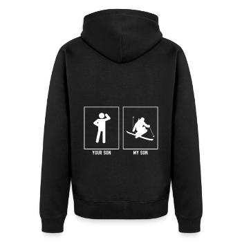 Votre fils - Mon fils - Ski Activité professionnelle - Veste à capuche bio Premium Unisexe - noir - Dos - Nico (187cm)