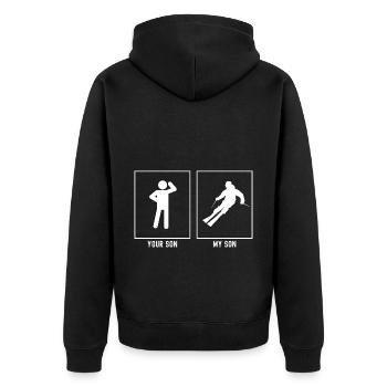 Votre fils - Mon fils - Expert en ski - Veste à capuche bio Premium Unisexe - noir - Dos - Nico (187cm)