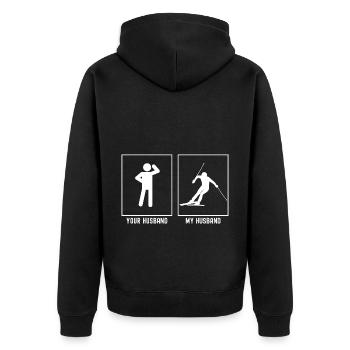 Votre mari - Mon mari - Expert en ski - Veste à capuche bio Premium Unisexe - noir - Dos - Nico (187cm)