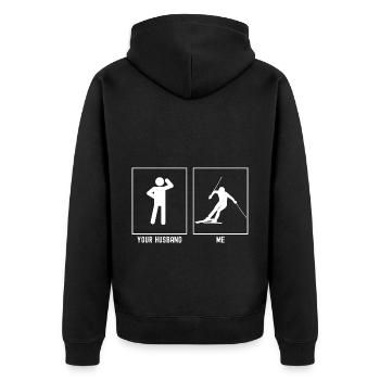 Votre mari - moi - Expert en ski - Veste à capuche bio Premium Unisexe - noir - Dos - Nico (187cm)
