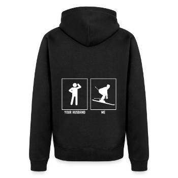 Votre mari - moi - ski amateur - Veste à capuche bio Premium Unisexe - noir - Dos - Nico (187cm)