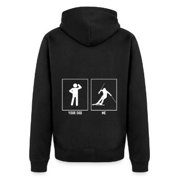 Your father - me - Ski racing - Unisex Premium Organic Zip Hoodie - black - Back - Nico (187cm)