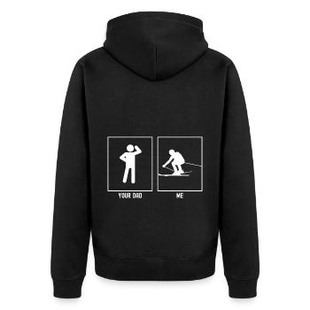 Ton père - moi - Sports de ski - Veste à capuche bio Premium Unisexe - noir - Dos - Nico (187cm)