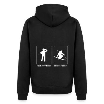 Your friend - My friend - Skiing in competition - Unisex Premium Organic Zip Hoodie - black - Back - Nico (187cm)