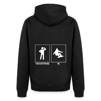 Ihr Freund - Ich - Skifahren Kurvenve Vektor - Unisex Premium Bio Zip Hoodie - Schwarz - Hinten - Nico (187cm)