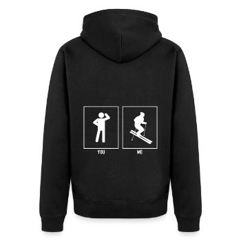 Vous - Moi - Ski Alpin Illustration - Veste à capuche bio Premium Unisexe - noir - Dos - Nico (187cm)