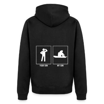 Votre fils - Mon fils - Expert Snowboarding - Veste à capuche bio Premium Unisexe - noir - Dos - Nico (187cm)