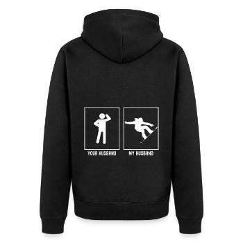 Your Husband - My Husband - Snowboarding Jumps - Unisex Premium Organic Zip Hoodie - black - Back - Nico (187cm)