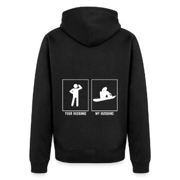 Ihr Ehemann - Mein Ehemann - Snowboarding Board - Unisex Premium Bio Zip Hoodie - Schwarz - Hinten - Nico (187cm)