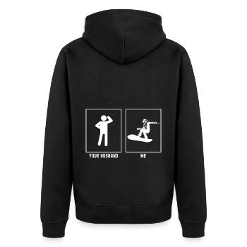 Your Husband - Me - Snowboarding Vector - Unisex Premium Organic Zip Hoodie - black - Back - Nico (187cm)