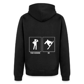 Votre mari - moi - Snowboarding Trick - Veste à capuche bio Premium Unisexe - noir - Dos - Nico (187cm)