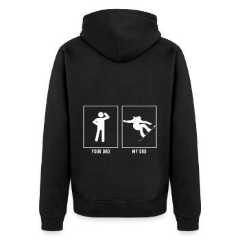 Ton père - Mon père - Snowboarding Jump Trick - Veste à capuche bio Premium Unisexe - noir - Dos - Nico (187cm)