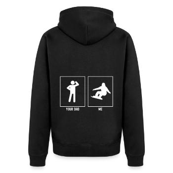 Ton père - Moi - Snowboard - Veste à capuche bio Premium Unisexe - noir - Dos - Nico (187cm)