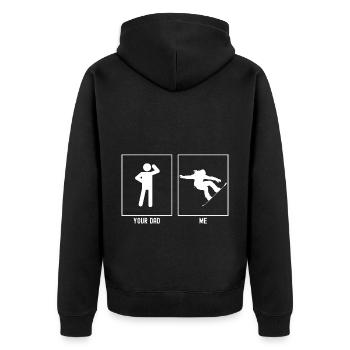 Dein Vater - Ich - Extrem-Snowboarding - Unisex Premium Bio Zip Hoodie - Schwarz - Hinten - Nico (187cm)