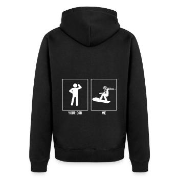 Ton père - Moi - Air Snowboarding - Veste à capuche bio Premium Unisexe - noir - Dos - Nico (187cm)