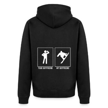 Dein Freund - Mein Freund - Snowboarding Epic - Unisex Premium Bio Zip Hoodie - Schwarz - Hinten - Nico (187cm)