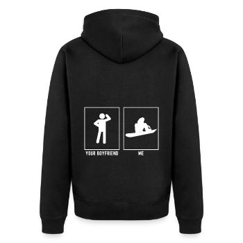 Your Friend - Me - Snowboarding Holding Board - Unisex Premium Organic Zip Hoodie - black - Back - Nico (187cm)