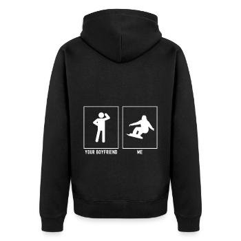 Your Friend - Me - Snowboarding Activity Vector - Unisex Premium Organic Zip Hoodie - black - Back - Nico (187cm)