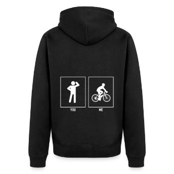 You - Me - Cycling Tour - Unisex Premium Organic Zip Hoodie - black - Back - Nico (187cm)