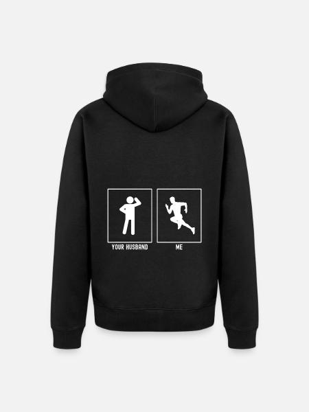 Your husband - Me - Run fast - Unisex Premium Organic Zip Hoodie - black