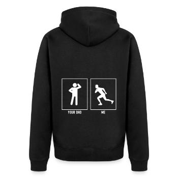 Dein Vater - Ich - Professionelles Laufen - Unisex Premium Bio Zip Hoodie - Schwarz - Hinten - Nico (187cm)