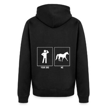Your father - me - farm horse - Unisex Premium Organic Zip Hoodie - black - Back - Nico (187cm)