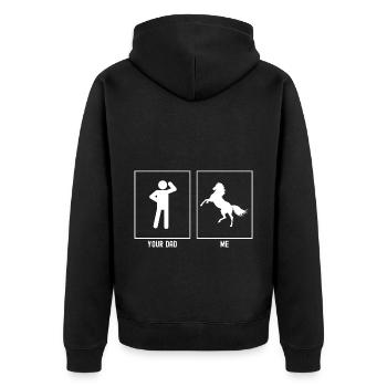 Your father - me - Fantastic horse - Unisex Premium Organic Zip Hoodie - black - Back - Nico (187cm)