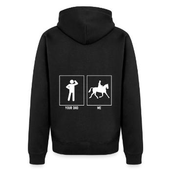 Your father - me - horse rider - Unisex Premium Organic Zip Hoodie - black - Back - Nico (187cm)