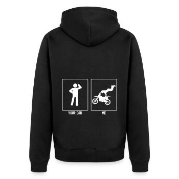 Dein Vater - Ich - Extrene Motorrad - Unisex Premium Bio Zip Hoodie - Schwarz - Hinten - Nico (187cm)