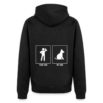 Your son - My son - dog - Unisex Premium Organic Zip Hoodie - black - Back - Nico (187cm)
