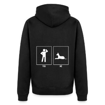 Dein Vater - Ich - Deutsche Dogge Hund - Unisex Premium Bio Zip Hoodie - Schwarz - Hinten - Nico (187cm)