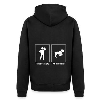 Votre ami - Mon ami - Chien qui court - Veste à capuche bio Premium Unisexe - noir - Dos - Nico (187cm)