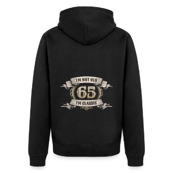65 Jahre Ich bin nicht alt Ich bin klassisch 65. Geburtstag - Unisex Premium Bio Zip Hoodie - Schwarz - Hinten - Nico (187cm)