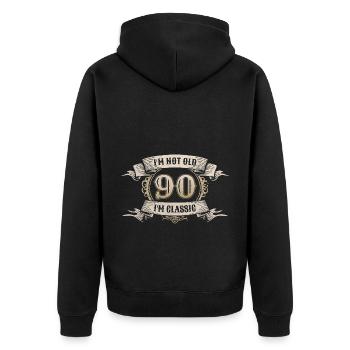 90 Jahre alt Ich bin nicht alt Ich bin klassisch 90. Geburtstag - Unisex Premium Bio Zip Hoodie - Schwarz - Hinten - Nico (187cm)