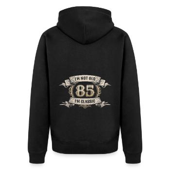 85 Jahre alt Ich bin nicht alt Ich bin klassisch 85. Geburtstag - Unisex Premium Bio Zip Hoodie - Schwarz - Hinten - Nico (187cm)
