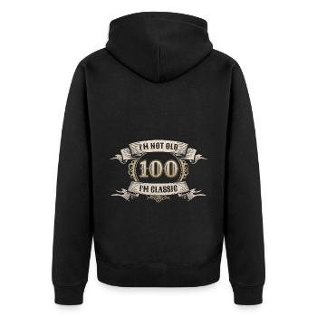 100 ans Je ne suis pas vieux Je suis un cadeau d’anniversaire classique - Veste à capuche bio Premium Unisexe - noir - Dos - Nico (187cm)