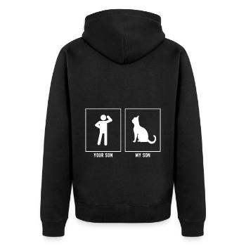Votre fils - Mon fils - chat sitting - Veste à capuche bio Premium Unisexe - noir - Dos - Nico (187cm)