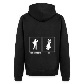 Ton ami - Moi - Chat grands yeux - Veste à capuche bio Premium Unisexe - noir - Dos - Nico (187cm)