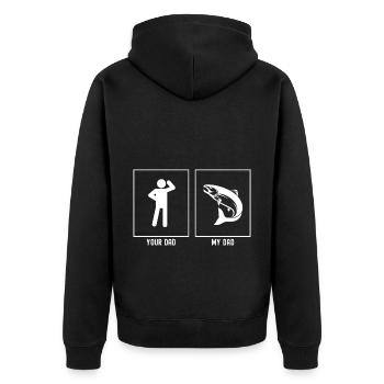 Ihr Vater - Mein Vater - Angeln Illustration - Unisex Premium Bio Zip Hoodie - Schwarz - Hinten - Nico (187cm)
