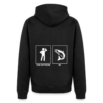 Votre ami - Moi - Fishing Fish Focus - Veste à capuche bio Premium Unisexe - noir - Dos - Nico (187cm)