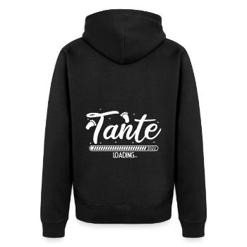 Tante Loading 2022 Babyankündigung Geburt Schwange - Unisex Premium Bio Zip Hoodie - Schwarz - Hinten - Nico (187cm)