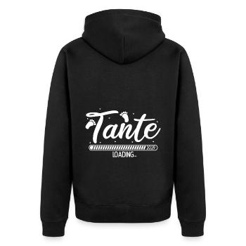 Tante Loading 2029 Babyankündigung Geburt Schwange - Unisex Premium Bio Zip Hoodie - Schwarz - Hinten - Nico (187cm)