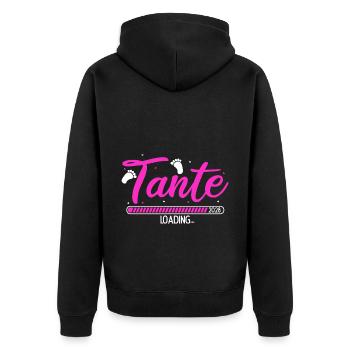 Tante Loading 2028 Babyankündigung Geburt Beste Ta - Unisex Premium Bio Zip Hoodie - Schwarz - Hinten - Nico (187cm)