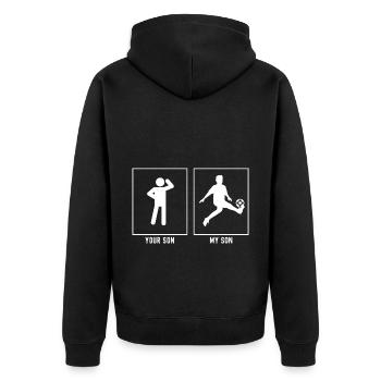 Your Son - My Son - Football Exercise - Unisex Premium Organic Zip Hoodie - black - Back - Nico (187cm)