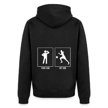 Ton fils - Mon fils - Ballon de football - Veste à capuche bio Premium Unisexe - noir - Dos - Nico (187cm)