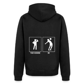 Her Husband - Me - Soccer Chest Throw - Unisex Premium Organic Zip Hoodie - black - Back - Nico (187cm)