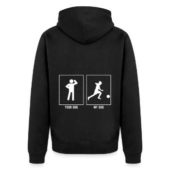Your Father - My Father - Soccer Kid Illustration - Unisex Premium Organic Zip Hoodie - black - Back - Nico (187cm)