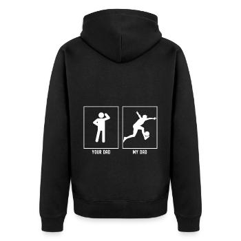 Your Father - My Father - Soccer Ball Kick Vector - Unisex Premium Organic Zip Hoodie - black - Back - Nico (187cm)
