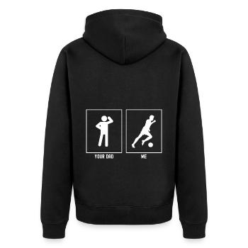 Your Father - Me - Running Soccer Player - Unisex Premium Organic Zip Hoodie - black - Back - Nico (187cm)