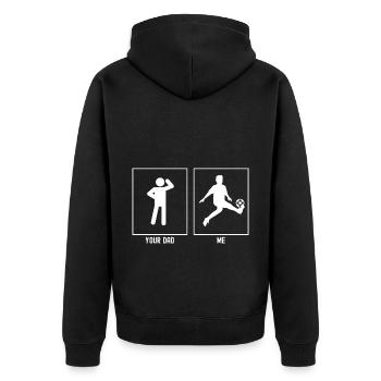 Ton père - Moi - Tirer la balle - Veste à capuche bio Premium Unisexe - noir - Dos - Nico (187cm)